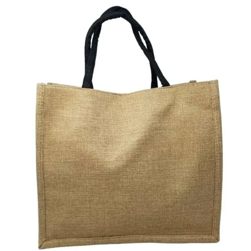 ​Large Natural Jute Burlap Tote / High Heel Graphic Shoulder Bag and Wallet Set